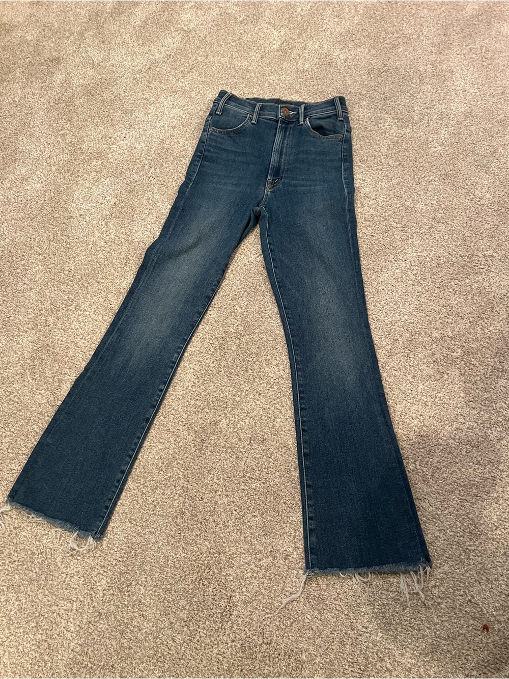 MOTHER Dark Blue High-Rise Flare Jeans